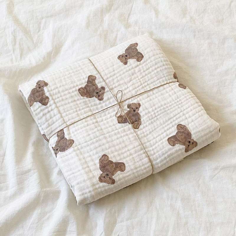 Muslin Swaddle Wrap - Детские одеяла с принтом медведя, муслиновое