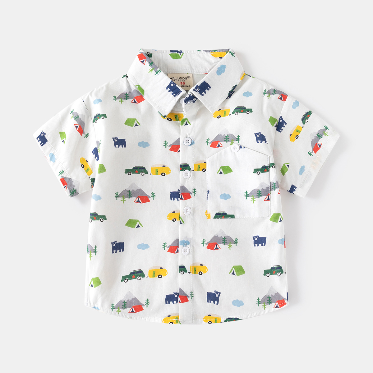 Baby Clothing Korea - Рубашка с принтом для мальчиков, летняя