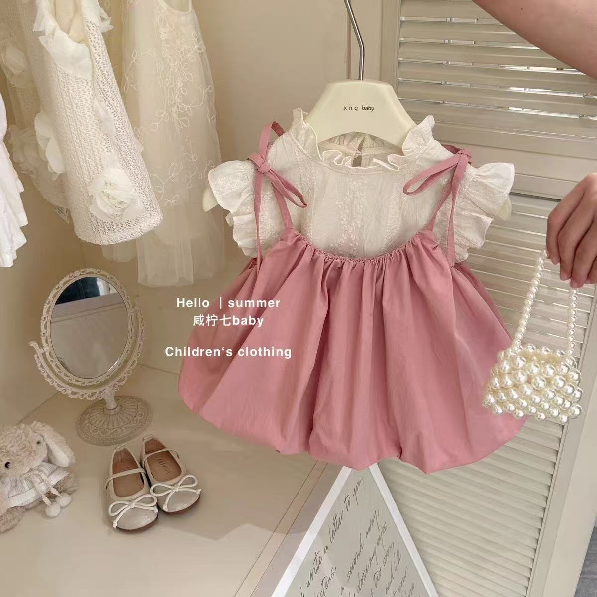 Baby Clothing Korea - Комплект платья на подтяжках для маленьких