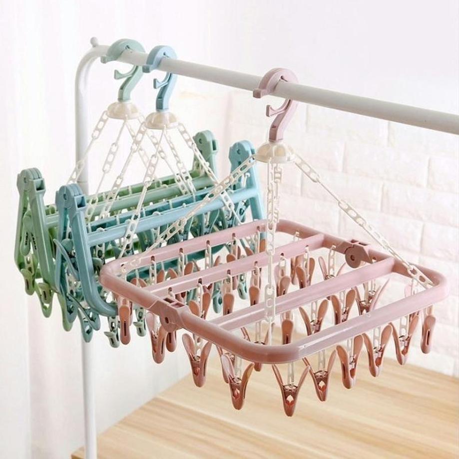 1 шт 32 клипа Складная одежда  – обзор и цена Baby Clothing Hanging Rack